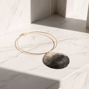 Trendy 14k 18k PVD Gold Plated 316L Stainless Steel Fine Jewelry Big <b>Shell</b> Statement Large <b>Choker</b> Pendant Necklace For Women - Product Image 4