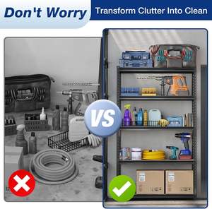 Estante de almacenamiento de 5 niveles de alta resistencia de 72 "H, estantería de garaje de acero metálico ajustable de 2180 libras de capacidad para despensa de cocina de sótano - Product Image 6