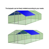 Poulailler métallique extérieur avec couverture et toit en pente, enclos pour poules, cage de plain-pied pour jardin et ferme