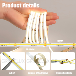 COB <b>LED</b> Tape DC24V 10mm PCB WS2811 Chasing Ra90 12/24 Pixels/m Short Cut SPI Signal Segment Control for Logo Display - Product Image 3