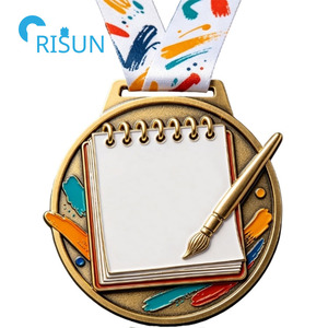 Medaglia Personalizzata per Artisti, Premio per Accademia d'Arte, Pennello da Pittura, Medaglione per Competizioni d'Arte - Product Image 5