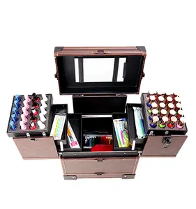 Hot Sale Makeup Trolley Case Rolling Nail Polish Organizer Case Customized Nail Manicure Cosmetic Box Case For Manicurists