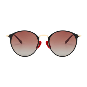 Gafas de sol redondas con montura completa, lentes marrones degradados, protección solar unisex para adultos, protección UV 100% - Product Image 1