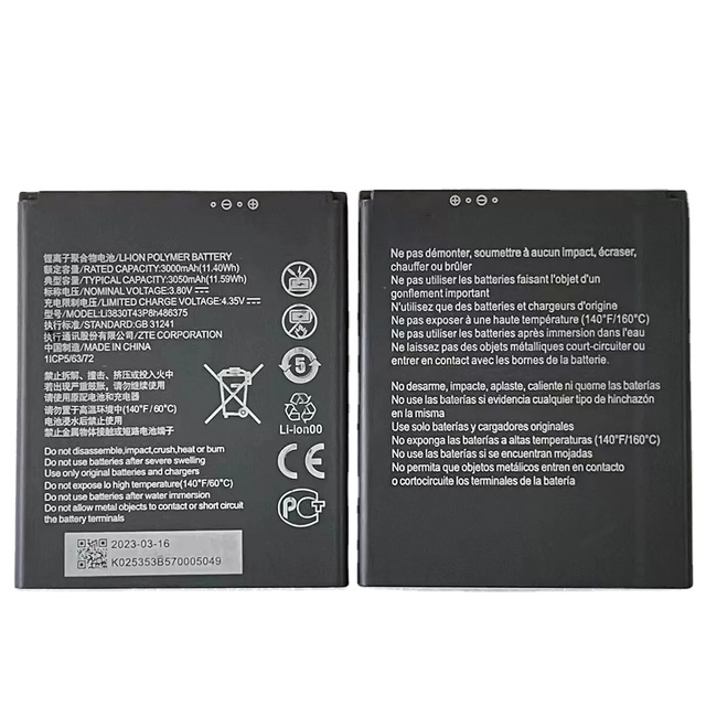 High Quality Oem China Factory 3.8V 3050mAh Li3830T43P8h486375 Battery for ZTE Blade A31 Plus P600