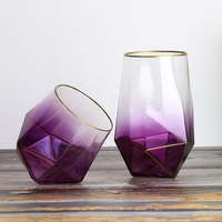 Verres à vin en cristal transparent géométrique en forme de diamant, élégants pour le champagne, ensemble de verres pour les événements de mariage et la dégustation de vin rouge