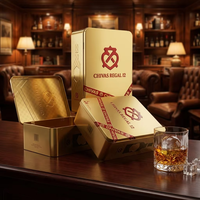 Boîte en métal rectangulaire de luxe dorée pour vin, étui d'emballage pour whisky avec logo en relief, pour bouteille d'alcool, coffret cadeau