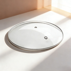 Coperchio in Vetro Temperato Tipo C per Padelle in Ghisa e Pentole Olandesi, con Bordo in Acciaio Inossidabile e Foro <span class=keywords><strong>di</strong></span> Ventilazione - Product Image 1