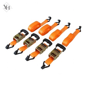 Lot de 4 sangles d'<span class=keywords><strong>arrimage</strong></span> à cliquet en polyester de 25 mm avec crochet en S en caoutchouc certifiées EN 12195 pour moto, vélo, kayak - Product Image 3