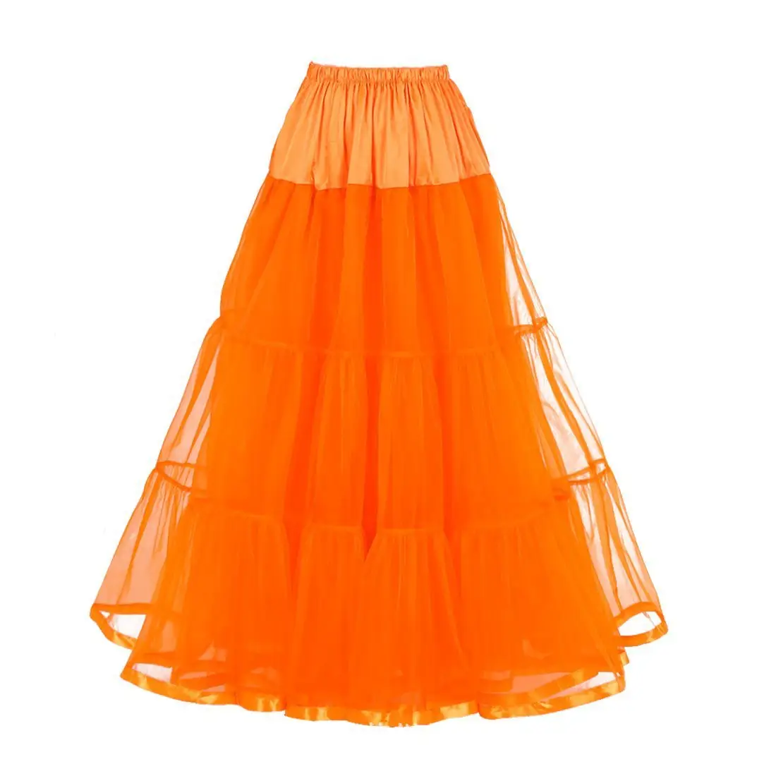 Wholesale Women Vintage Floor Length Multi Layered Fluffy Petticoat Organza Solid Color Long Skirts