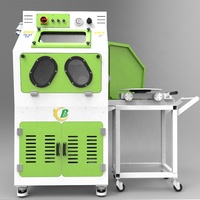 Machine de sablage à billes de verre avec plateau tournant manuel et chariot, cabine de sablage pour l'élimination de l'oxyde, de la calamine et de la peinture