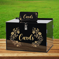 Boîte de cartes de fête d'anniversaire de mariage en acrylique noir souhaitant bien pour le centre de table