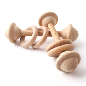 Organique Hêtre En Bois Anneau <span class=keywords><strong>De</strong></span> Dentition Bébé Jouer à la Gym Hochet Jouets - Product Image 4