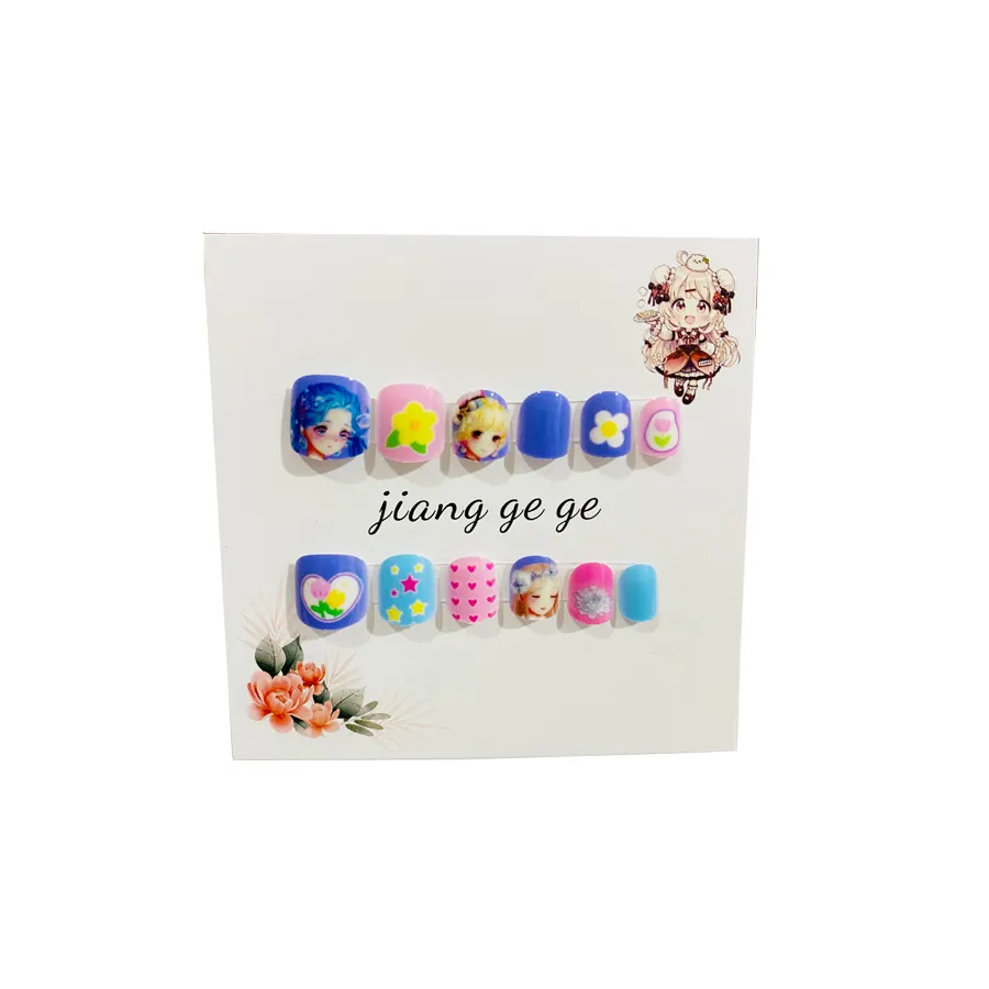Jiang Ge Ge kurze künstliche Nagel HD Muster Kinder Nagelpresse-Set Nagelkunst