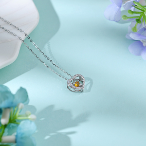 Handmade Heart Shape 14K White <b>Gold</b> <b>Solid</b> Natural Diamonds <b>Pendants</b> High Quality Sapphire Women Classic Gift Luxury Jewelry - Product Image 4