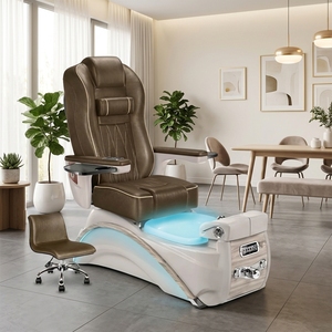 Fauteuil de pédicure électrique moderne de luxe avec fonction de massage et bassin LED, pliable, écologique, durable et réglable pour salon de manucure - Product Image 1