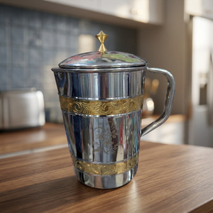 Stainless Steel Water Jug With Lid Classic Floral Design Reusable Drink Dispenser Bar <b>Accessories</b> - Product Image 2