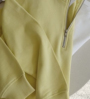 Sweat-shirt demi-zip tricoté jaune personnalisé en usine, pull d'hiver/automne de haute qualité pour femme, design doublé, faible MOQ