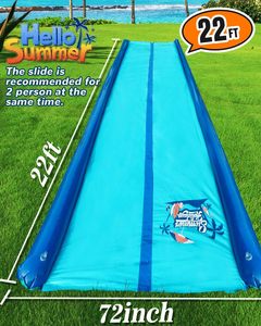 Tobogán Acuático Doble Azul con Aspersor y Protección de Doble Línea para Niños y Adultos, Diversión en el Patio Trasero - Product Image 2