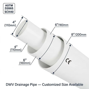 Tubo di Drenaggio PVC SAM-UK DWV ASTM D2665 Sch40 1-1/4"-8" UPVC <span class=keywords><strong>per</strong></span> <span class=keywords><strong>Acque</strong></span> <span class=keywords><strong>Reflue</strong></span> Residenziali e Commerciali, Sistema di Scarico Personalizzato - Product Image 1