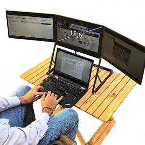 Extenseur d'écran triple pour ordinateur portable, connexion par un seul câble, 1080P FHD IPS, moniteur triple portable avec haut-parleur, moniteur de voyage ultra-fin - Product Image 1