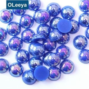 Perles en plastique non thermocollantes, strass à dos plat 3mm blanc AB, perles demi-rondes en ABS imitation perle pour décoration DIY - Product Image 4