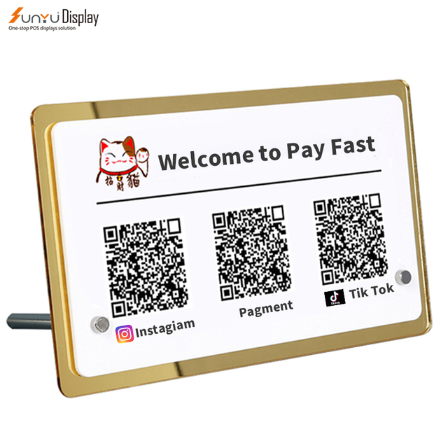 Wholesale Yellow Free Design Custom Acrylic Plexiglass Qr Code Display Holder