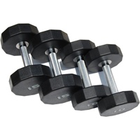 Dumbbell Karet HEX Grosir Pabrik 2.5kg hingga 50kg Beban Bebas Latihan Kekuatan Aksesoris Gym 12 Sisi Dumbbell Berlapis CPU