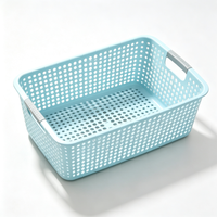 Panier de rangement en plastique à 3 tailles avec trou de drainage, panier de rangement portable pour le bureau, pour les jouets des enfants, les collations, les articles ménagers divers
