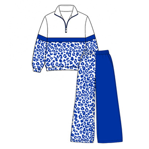 Conjuntos Deportivos Personalizados para Equipos de Fútbol, Sudadera con Cierre y Pantalones Rectos con Estampado de Leopardo para Niñas, Ropa al por Mayor para Boutiques - Product Image 6