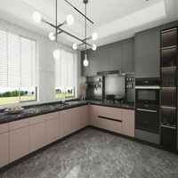 Meubles de cuisine sur mesure en pin néo-zélandais laqué, design moderne; Armoires de cuisine de conception chinoise moderne