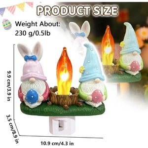Gnomes Campfire Nightlight <b>Led</b> Plug In Wall Lamp Easter Decor With Eggs Mushroom Shape Color Changing Bedroom Light - Product Image 4