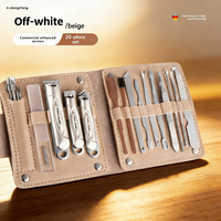 Ensemble de manucure professionnel de luxe en acier inoxydable 20 pièces, comprenant 20 outils (coupe-ongles, cure-oreilles), durable, portable, avec logo personnalisé