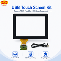 Kit écran tactile USB en verre trempé de 8 pouces, 10 points multi-touch, panneau tactile personnalisé PCAP pour HMI industriel