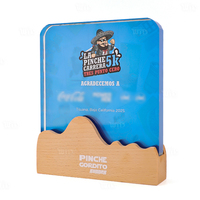 Plaque de trophée sportif en cristal personnalisée avec base en bois, impression de logo personnalisée, taille et matériau personnalisables pour cérémonie de remise de prix