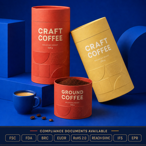 Tubo de Papel de Grado Alimenticio con Impresión Personalizada OEM ODM, Envase Redondo para Café, Té <span class=keywords><strong>en</strong></span> <span class=keywords><strong>Polvo</strong></span>, Aperitivos, Alimentos Secos, Empaque Ecológico - Product Image 1