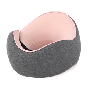 Oreiller en mousse à mémoire de forme en forme de U, gris, portable, pour le soutien du cou en voyage, pour adultes, 26x24x14cm, design ergonomique - Product Image 4