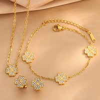 Комплект ювелирных украшений Rsoul Van 18k PVD Gold Cleef Four Leaf Clover: водонепроницаемые серьги и ожерелье из нержавеющей стали для повседневной носки
