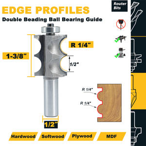 1/2 Shank 1/4 Radius Çift Kanallı Yuvarlak Saplı Tek Rulmanlı İki R Dışbükey Boncuklu Router Ucu Seti Kalıplama Ahşap İşleme Kesici - Product Image 2