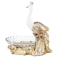 Décoration d'intérieur, figurines de paon écologiques avec des bols à bonbons et à fruits en verre