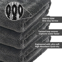Serviette Microfibre OEM/ODM de Séchage pour Voiture, Microfibra Non-Tissée 1200gsm, Qualité Supérieure, Boucles Torsadées