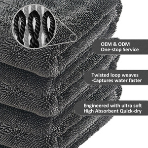 OEM/ODM Drying Non-woven Microfibra 1200gsm <strong>Microfiber</strong> Towel Car High Quality Twisted Loop <strong>Microfiber</strong> Car Drying Towel For Car - Product Image 2