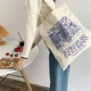 Bolsa feminina de tecido, sacola de algodão com bolso, da moda, personalizada, grande, de pano