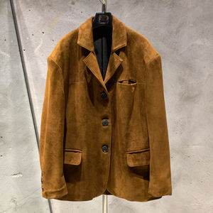 Giacca <span class=keywords><strong>Blazer</strong></span> Oversize per <span class=keywords><strong>Donna</strong></span>, Giacche di Lusso in Vera <span class=keywords><strong>Pelle</strong></span> di Pecora, Giacca in Vera <span class=keywords><strong>Pelle</strong></span> Scamosciata - Product Image 5