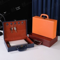 Boîte à montre en cuir PU avec logo personnalisé, mallette portable pour la remise de clés immobilières, étui multifonctionnel pour clés et documents, emballage cadeau