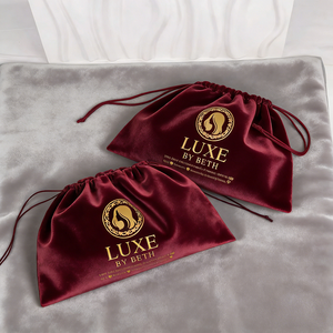 Profesyonel Peruk Paketleme Üreticisi Özel Logolu İpli Saten Çantalar Saç Demetleri İçin - Product Image 4
