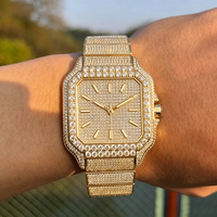 Montres automatiques personnalisées de luxe pour hommes, serties de moissanite noire VVS, de haute qualité, cadran carré de 40 mm, verre saphir