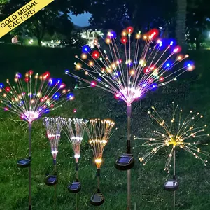 أضواء الألعاب النارية الشمسية LED Luces Solares De Fuegos areales Exteriores Cesped Para Jardin Decor Lawn Hadas Luz