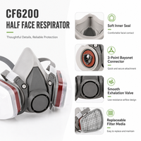 Masque à gaz demi-visage CF6200 pour soudage et peinture, kit réutilisable en caoutchouc-plastique à double cartouche, certifié CE, fabrication OEM