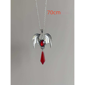 Collares con Colgante <span class=keywords><strong>de</strong></span> Murciélago con <span class=keywords><strong>Gema</strong></span> <span class=keywords><strong>Roja</strong></span> <span class=keywords><strong>de</strong></span> Imitación, Estilo Gótico Retro Barroco, para Hombres y Mujeres, Joyería para Fiestas - Product Image 3