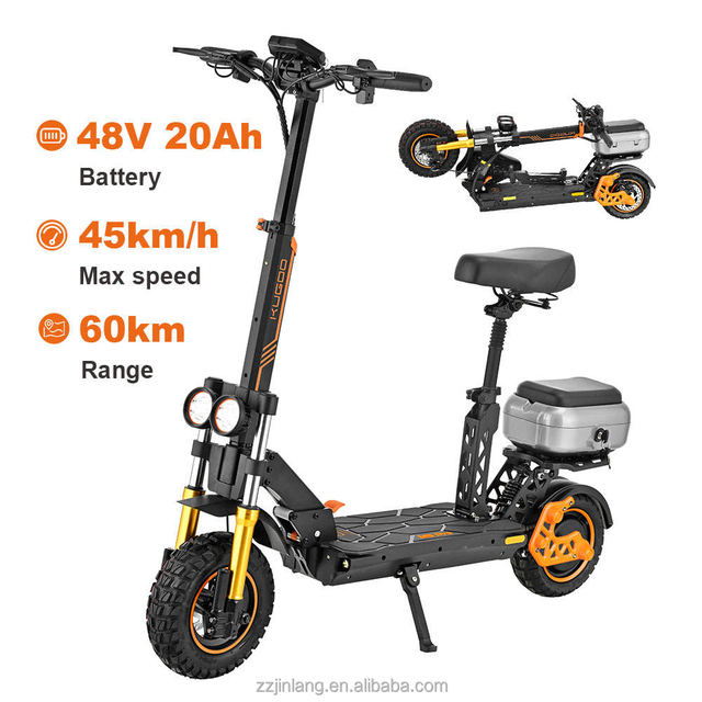 150kg Load Electric Scooter 800W Motor 48V Battery 50km/h 10" Tire Heavy Duty Adult E-Scooter with Seat Rear Box